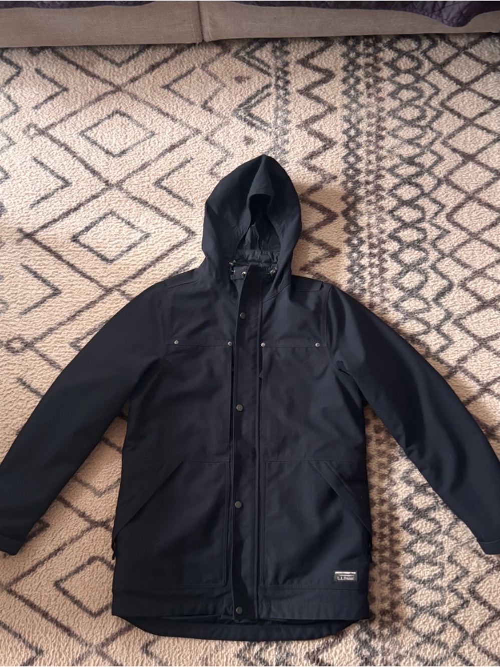 LLBean Men's 3-in-1 Black Hooded Waterproof Parka Jacket Item 511469 Small